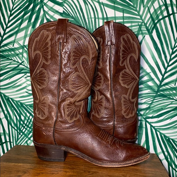 Vintage Dan Post Brown Leather Cowboy Boots Men’s 8.5 EW USA - Picture 8 of 12